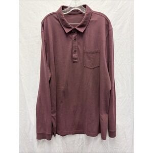LL Bean Mens Long Sleeve Polo Shirt Slightly Fitted Reddish Brown Men's Size XXL